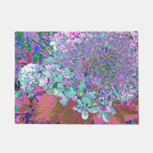 Elegant Aqua and Purple Limelight Hydrangea Detail Doormat