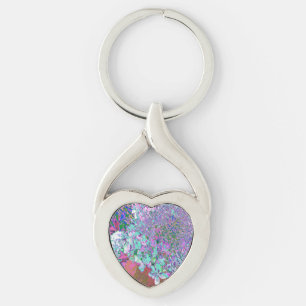 Elegant Aqua and Purple Limelight Hydrangea Detail Key Ring