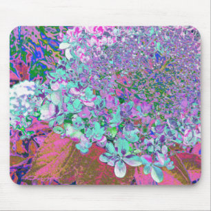 Elegant Aqua and Purple Limelight Hydrangea Detail Mouse Mat