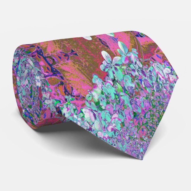 Elegant Aqua and Purple Limelight Hydrangea Detail Tie (Rolled)