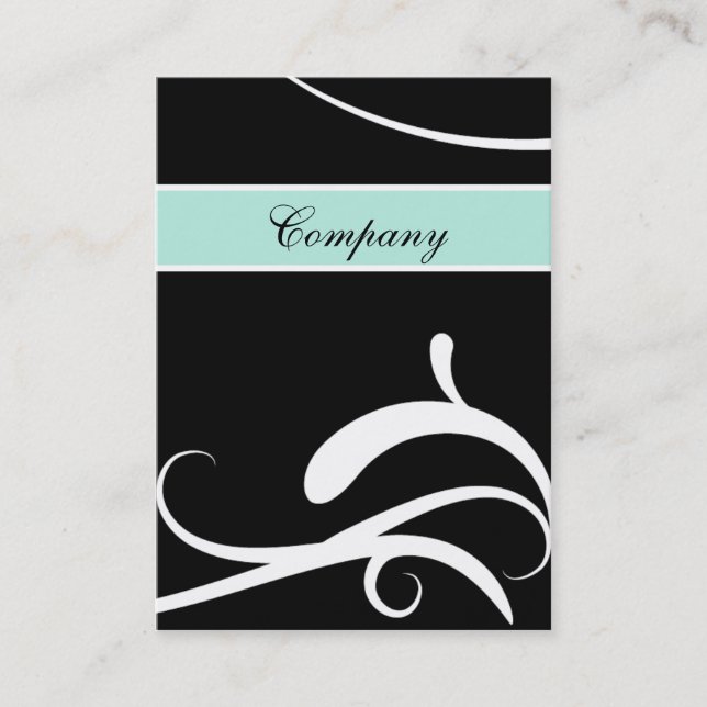 elegant aqua black and white swirlsbusiness cards (Front)