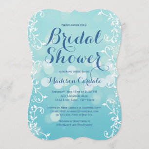 Elegant Aqua Blue Bridal Shower Invitations