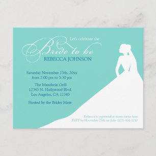 Elegant aqua blue 'Bride to Be' bridal shower Invitation