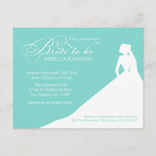 Elegant aqua blue 'Bride to Be' bridal shower Invitation
