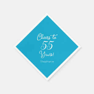 Elegant Aqua Blue Cheers to 55 Years 55th Birthday Napkin