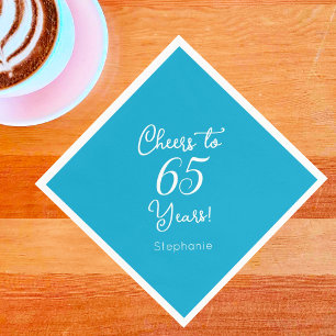 Elegant Aqua Blue Cheers to 65 Years 65th Birthday Napkin