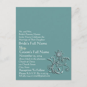 Elegant Aqua Blue Flower Wedding Invitation