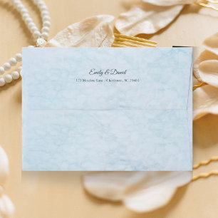 Elegant Aqua Blue Marble Pattern Wedding Envelope