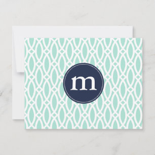 Elegant Aqua Blue Modern Trellis Personalised Card