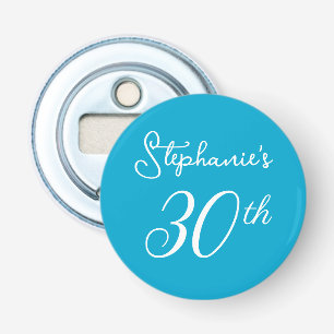 Elegant Aqua Blue Monogram 30th Birthday Party Bottle Opener