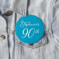 Elegant Aqua Blue Monogram 90th Birthday Party