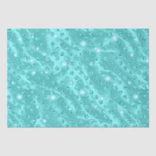 Elegant Aqua Blue Polka Dot Metallic Glitter Tissue Paper