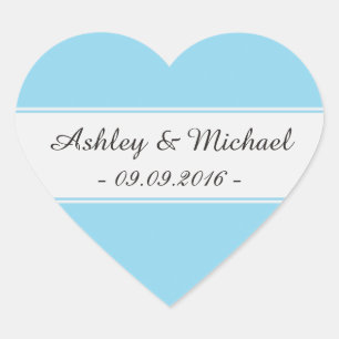 Elegant Aqua Blue Save the Date Heart Sticker