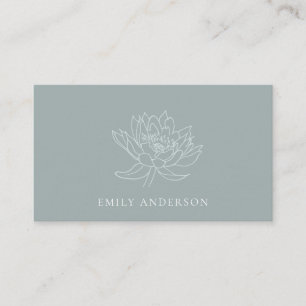 ELEGANT AQUA BLUE TEAL FAUX GOLD LOTUS FLORAL BUSINESS CARD