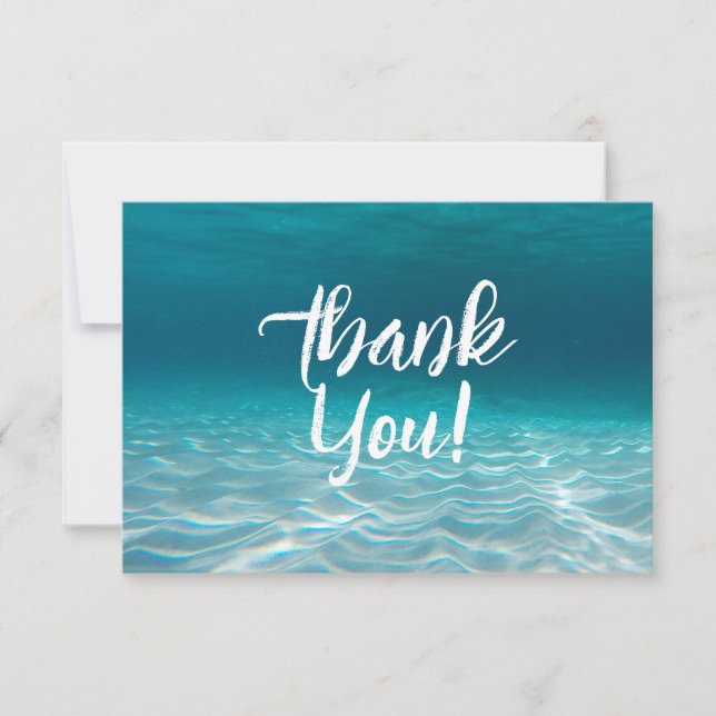 Elegant Aqua Blue Underwater Photo Personised Thank You Card (Front)