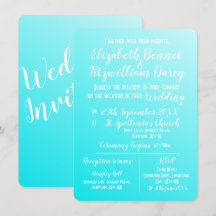 Elegant Aqua Blue Wedding Invitation