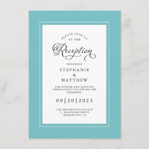 Elegant Aqua Blue Wedding Reception Chic Borders Enclosure Card