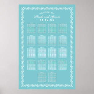 Elegant Aqua Blue Wedding Seating Chart