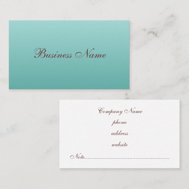 Elegant Aqua Business Card (Front/Back)