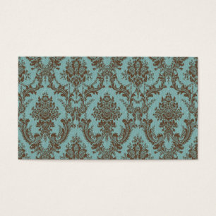 Elegant Aqua & Chocolate Damask Pattern Vintage