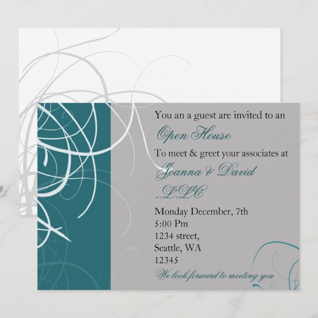 elegant aqua Corporate party Invitation (Front/Back)