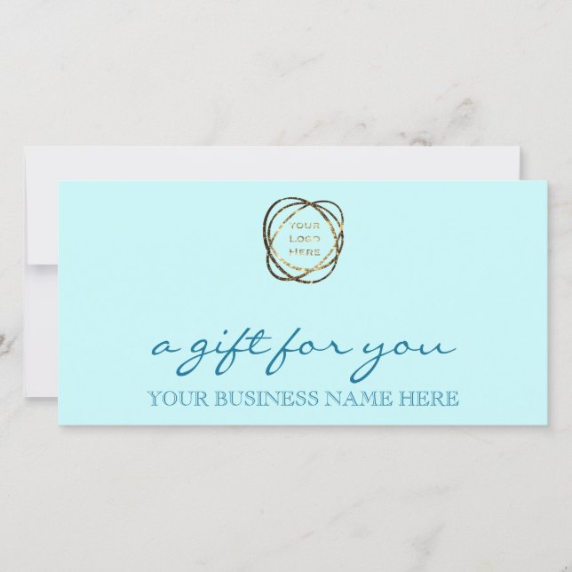 Elegant Aqua Custom Business Logo Gift Card    (Front)