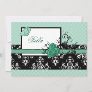 elegant aqua floral Business Thank You Cards