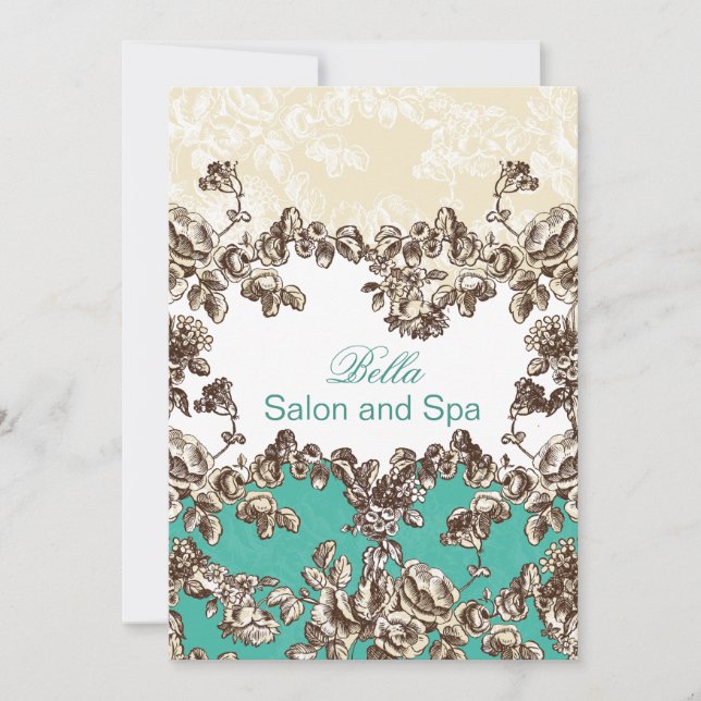 elegant aqua flourish Business Thank You Cards (Front)