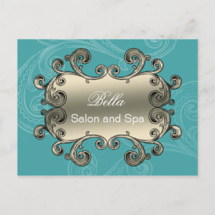 elegant aqua flourish business ThankYou Cards
