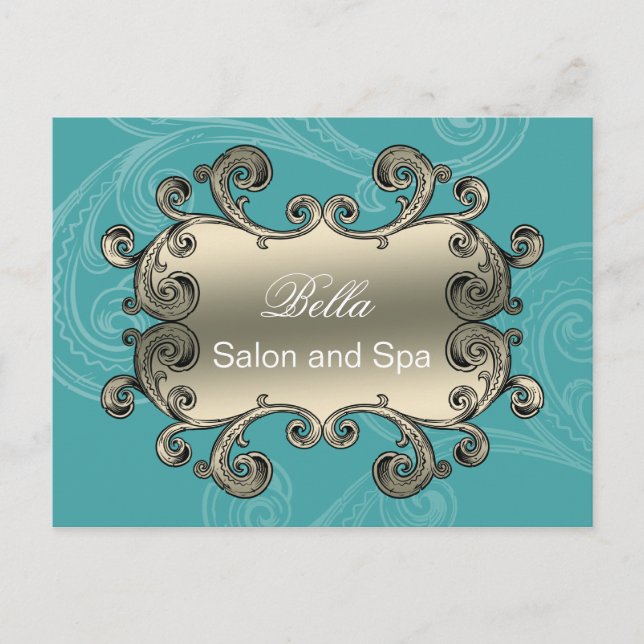 elegant aqua flourish business ThankYou Cards (Front)