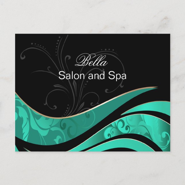 elegant aqua flourishbusiness ThankYou Cards (Front)