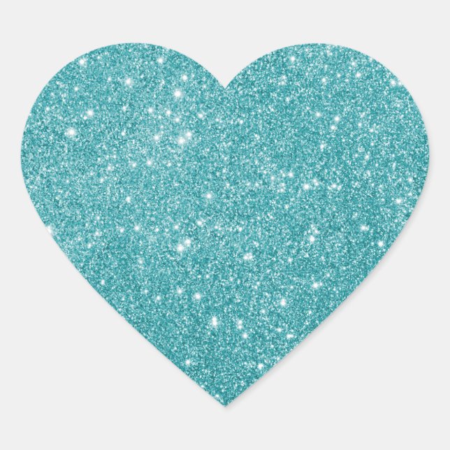 Elegant Aqua Glitter Heart Sticker (Front)