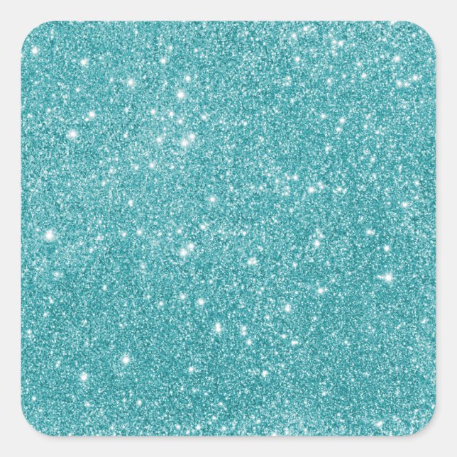 Elegant Aqua Glitter Square Sticker (Front)