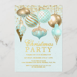 Elegant Aqua Gold Ornaments Christmas Party