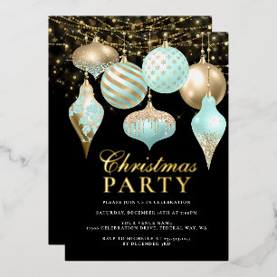 Elegant Aqua Gold Ornaments Christmas Party