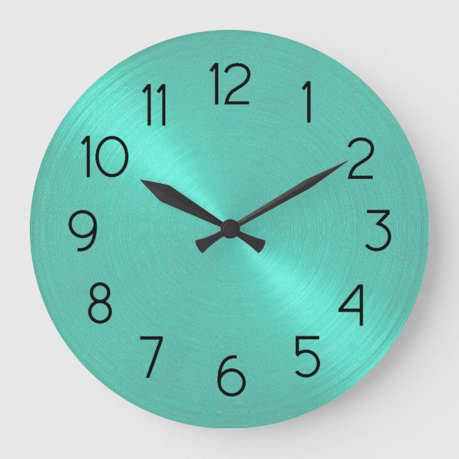 Elegant Aqua Green Sheen Large Clock (Front)