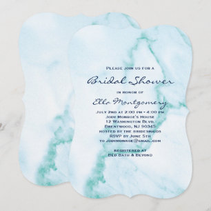 Elegant Aqua Marble Bridal Shower Invitation
