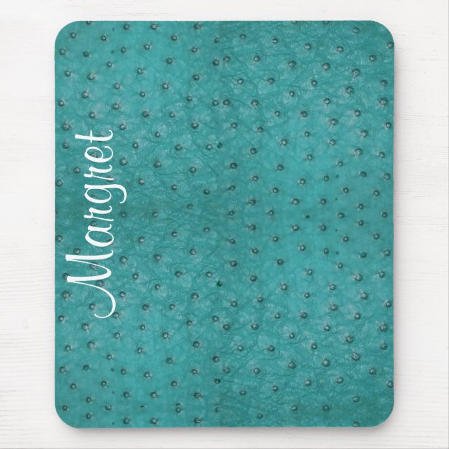 Elegant Aqua Ostrich Leather Look Mouse Pad (Front)