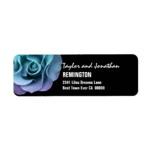 Elegant Aqua Purple Wedding Rose Modern Script V11