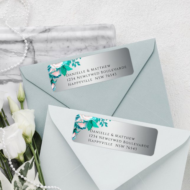 Elegant Aqua Roses on Silver Wedding (Creator Uploaded)