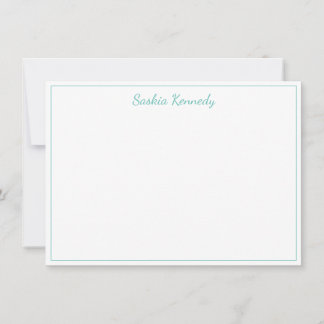 Elegant Aqua Script Border Personalised Card