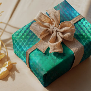 Elegant aqua stained glass geometric wrapping paper