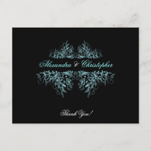 Elegant Aqua Swirls Thank You Postcard