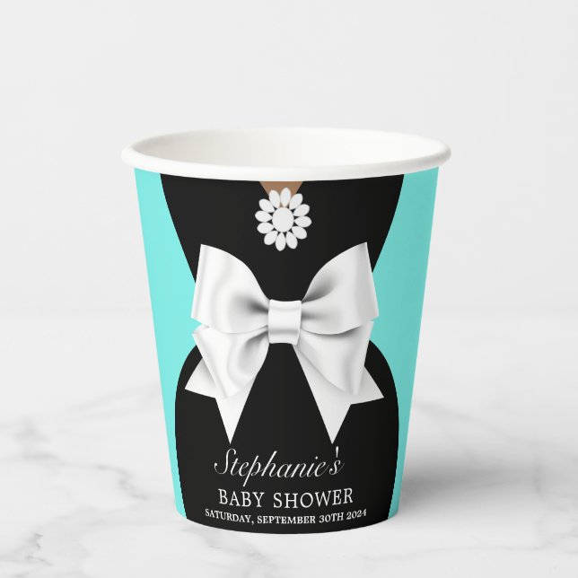 Elegant Aqua Teal Ethnic Glam Tiffany Baby Shower Paper Cups (Front)