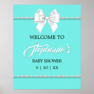 Elegant Aqua Teal Tiffany Baby Shower Welcome Sign
