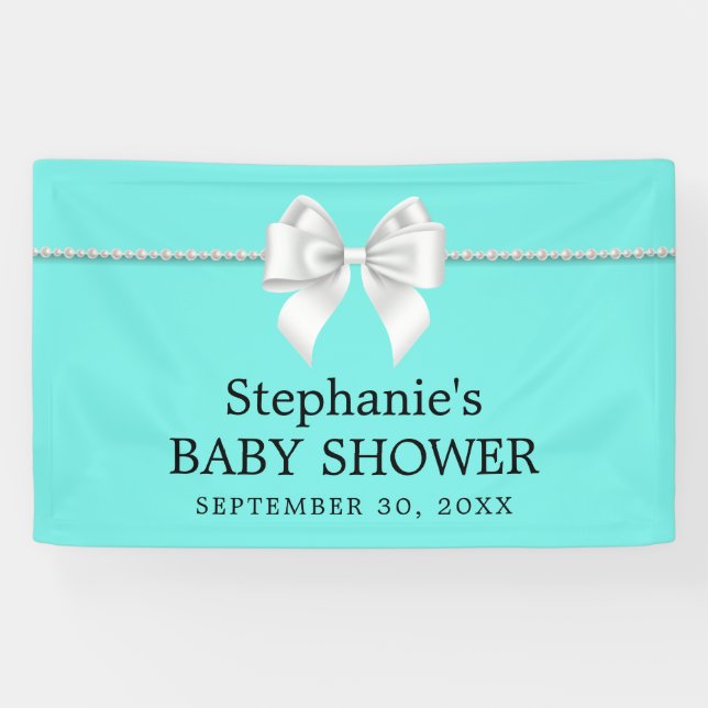 Elegant Aqua Teal Tiffany Theme Baby Shower Banner (Horizontal)