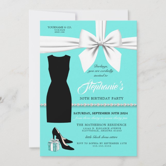 Elegant Aqua Trendy Tiffany Birthday Invitation (Front)
