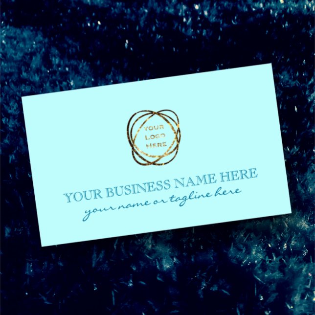 Elegant Aqua Turquoise Add Business Logo Custom   Rectangular Sticker (Personalize this fresh ice aqua teal sticker with your business logo and custom elegant script.)