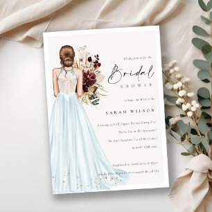 Elegant Aqua Wedding Gown Bridal Shower Invite