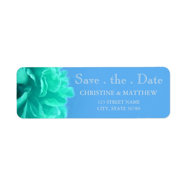 Elegant Aquamarine Blue Floral Save The Date (Front)